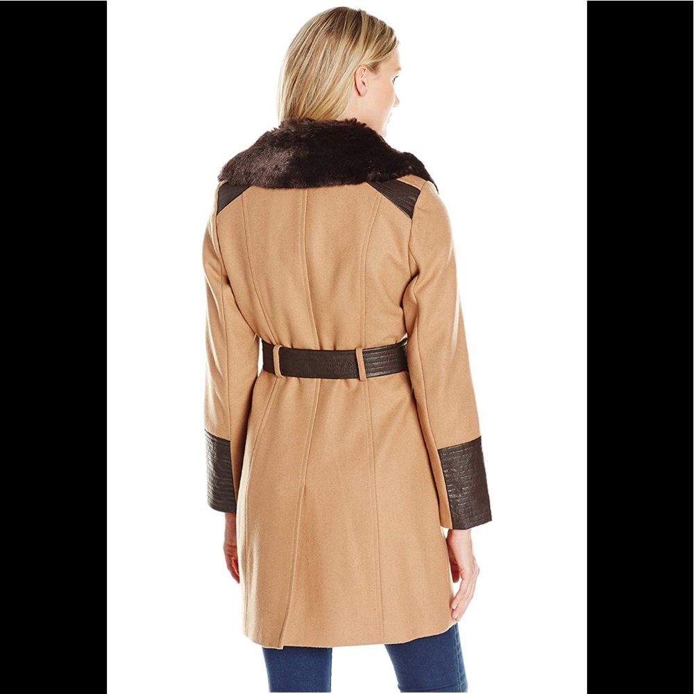 Via spiga Mid-Length BeltWool Fur Collar camel,NWT - Picture 2 of 5